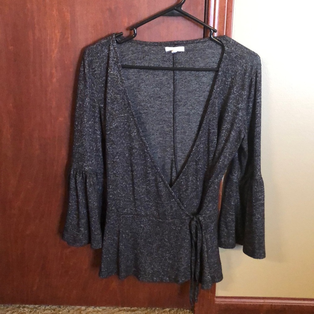 Wrap front sweater